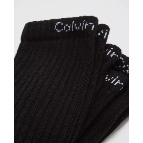 Calvin Klein Mens 6 Pair Athletic Crew SocksBlack Solid