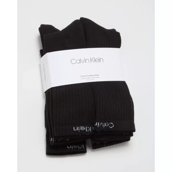 Calvin Klein Mens 6 Pair Athletic Crew SocksBlack Solid