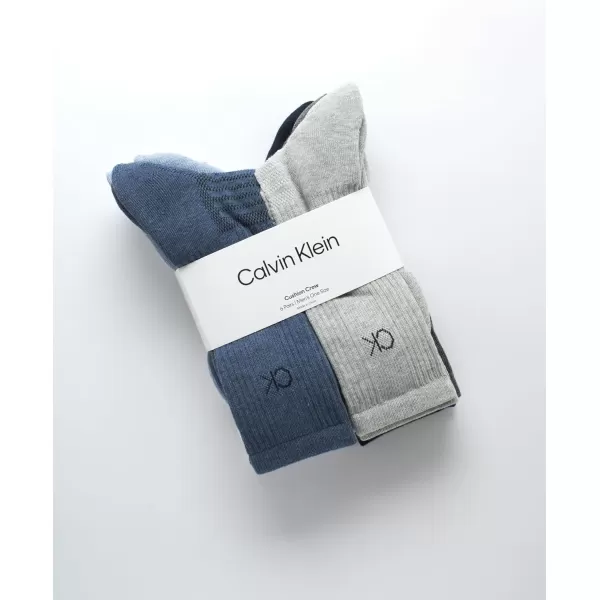 Calvin Klein Mens 6 Pair Athletic Crew SocksBlue Assorted