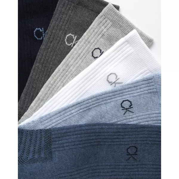 Calvin Klein Mens 6 Pair Athletic Crew SocksBlue Assorted