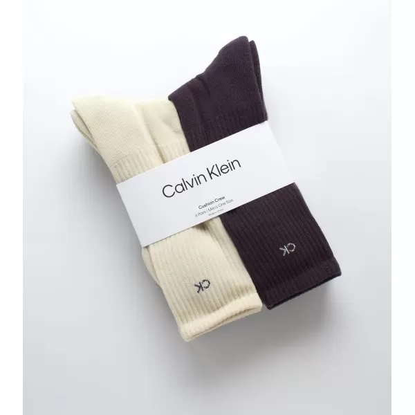 Calvin Klein Mens 6 Pair Athletic Crew SocksKhaki Assorted