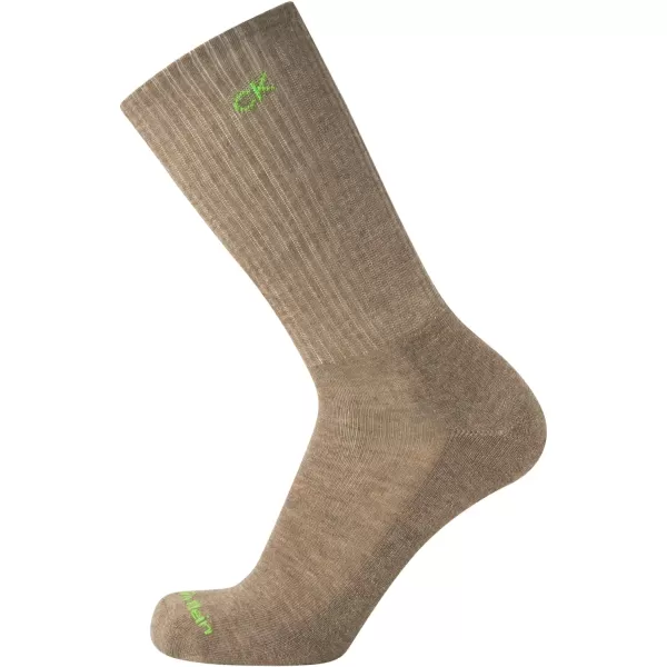 Calvin Klein Mens 6 Pair Athletic Crew SocksKhaki Assorted