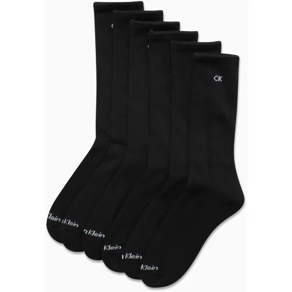 Calvin Klein Mens 6 Pair Athletic Crew SocksPure Black