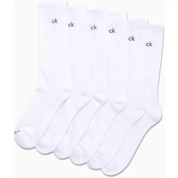 Calvin Klein Mens 6 Pair Athletic Crew SocksWhite