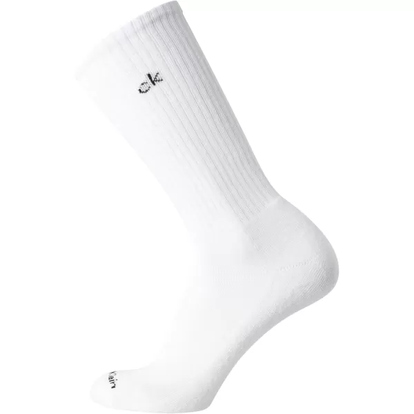 Calvin Klein Mens 6 Pair Athletic Crew SocksWhite