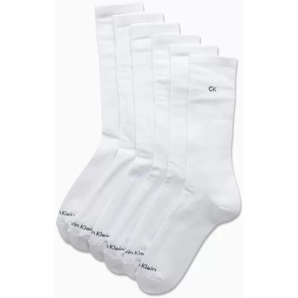 Calvin Klein Mens 6 Pair Athletic Crew SocksWhite Logo