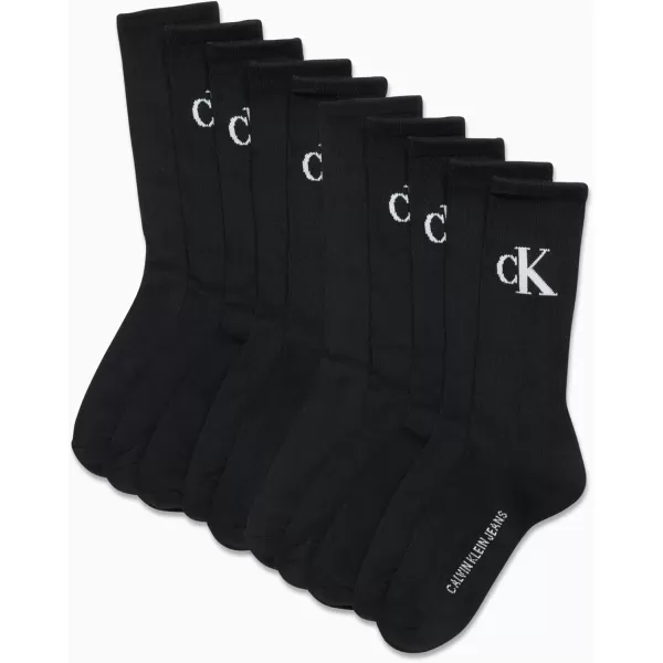 Calvin Klein Mens Athletic Socks  Cushion Crew Socks 10 PackBlack Light Grey Logo