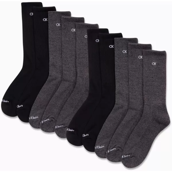 Calvin Klein Mens Athletic Socks  Cushion Crew Socks 10 PackGreyBlack