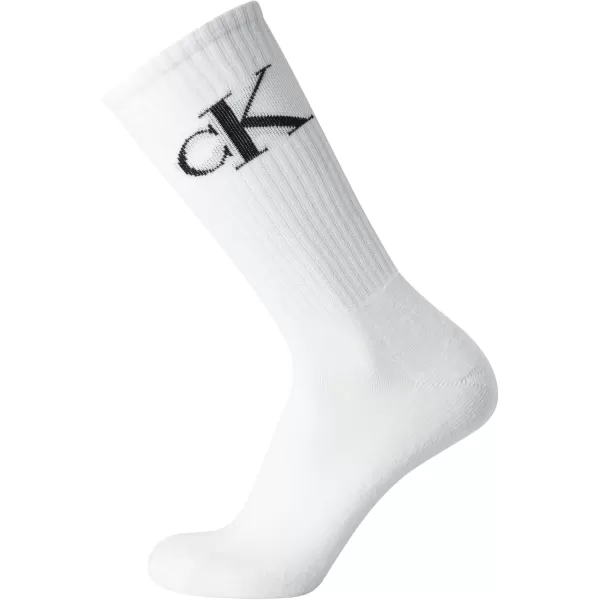 Calvin Klein Mens Athletic Socks  Cushion Crew Socks 10 PackWhite Light Grey Logo