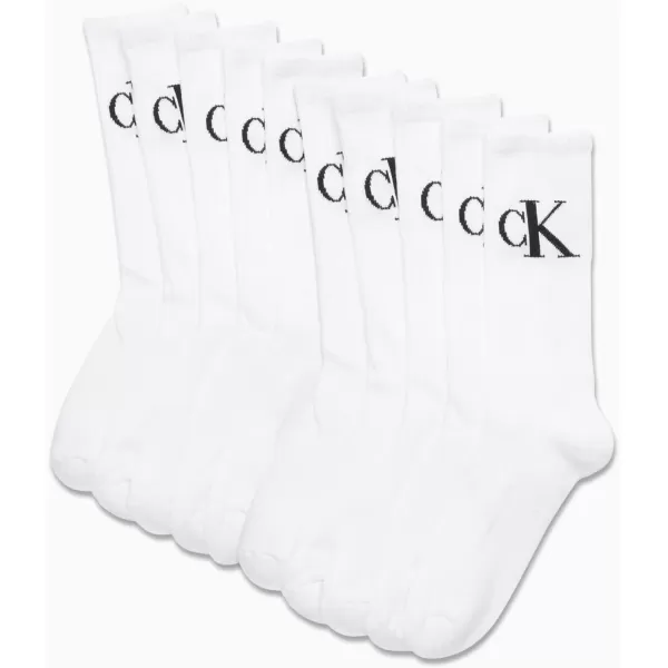 Calvin Klein Mens Athletic Socks  Cushion Crew Socks 10 PackWhite Light Grey Logo