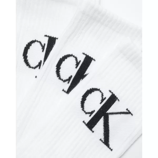 Calvin Klein Mens Athletic Socks  Cushion Crew Socks 10 PackWhite Light Grey Logo