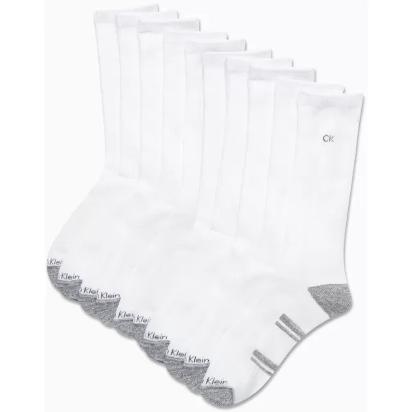 Calvin Klein Mens Athletic Socks  Cushion Crew Socks 10 PackWhiteGrey