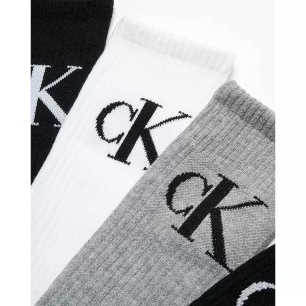 Calvin Klein Mens Athletic Socks  Cushion Crew Socks 5 PackAssorted Grey