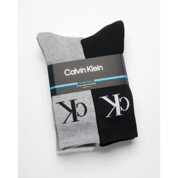 Calvin Klein Mens Athletic Socks  Cushion Crew Socks 5 PackAssorted Grey