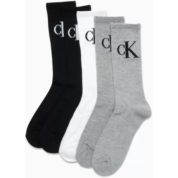 Calvin Klein Mens Athletic Socks  Cushion Crew Socks 5 PackAssorted Grey