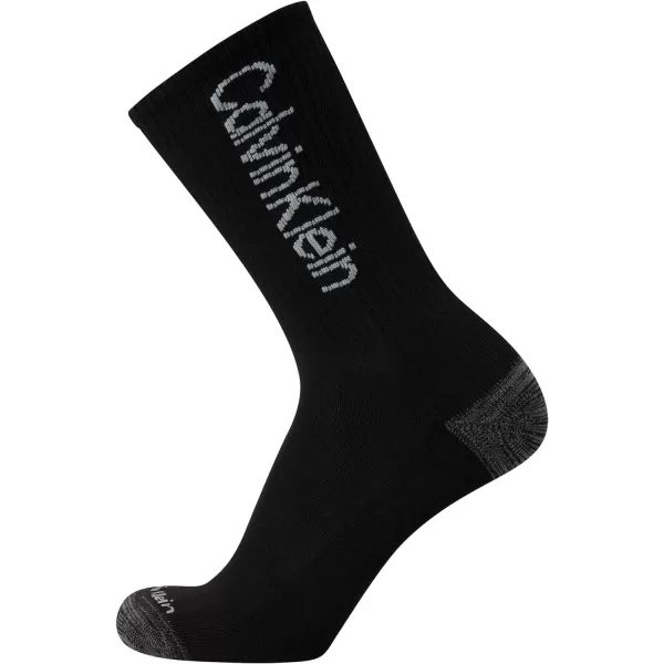 Calvin Klein Mens Athletic Socks  Cushion Crew Socks 5 PackBlack Logo