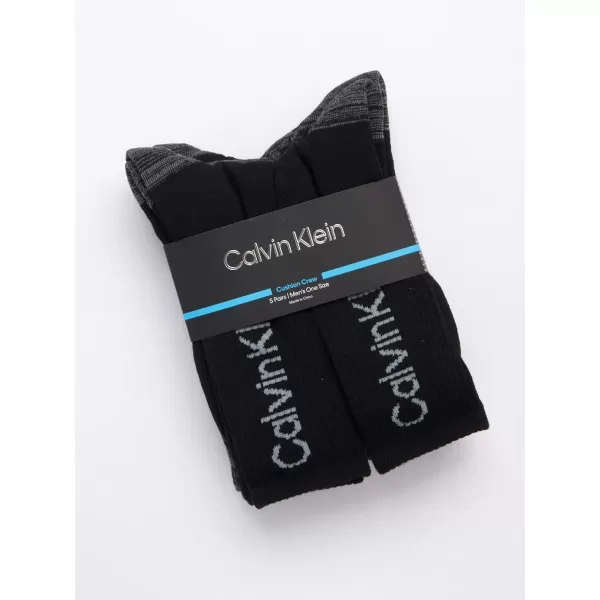 Calvin Klein Mens Athletic Socks  Cushion Crew Socks 5 PackBlack Logo