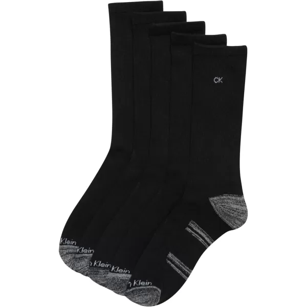 Calvin Klein Mens Athletic Socks  Cushion Crew Socks 5 PackBlackGrey