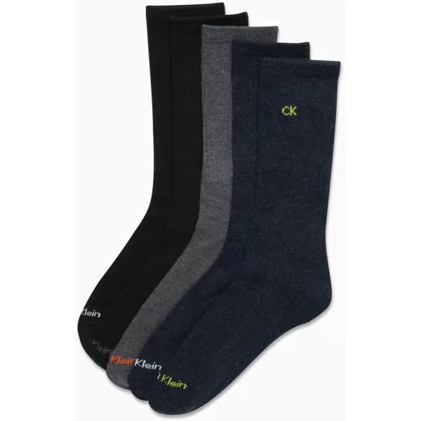 Calvin Klein Mens Athletic Socks  Cushion Crew Socks 5 PackBlue Assorted