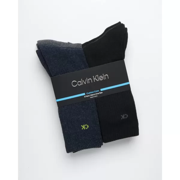 Calvin Klein Mens Athletic Socks  Cushion Crew Socks 5 PackBlue Assorted