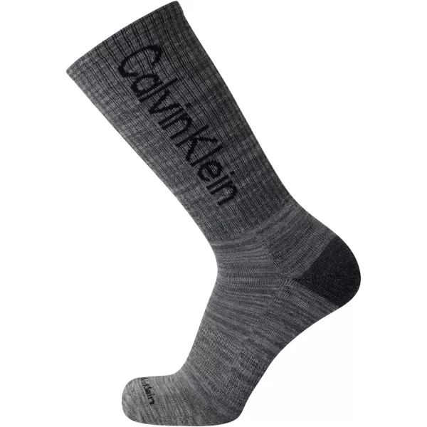 Calvin Klein Mens Athletic Socks  Cushion Crew Socks 5 PackGrey Assorted