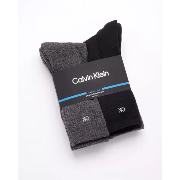 Calvin Klein Mens Athletic Socks  Cushion Crew Socks 5 PackGreyBlack