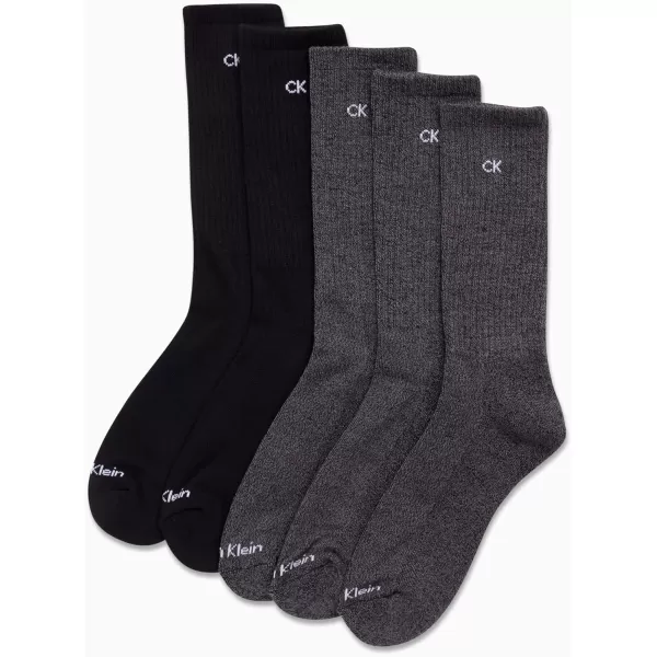 Calvin Klein Mens Athletic Socks  Cushion Crew Socks 5 PackGreyBlack