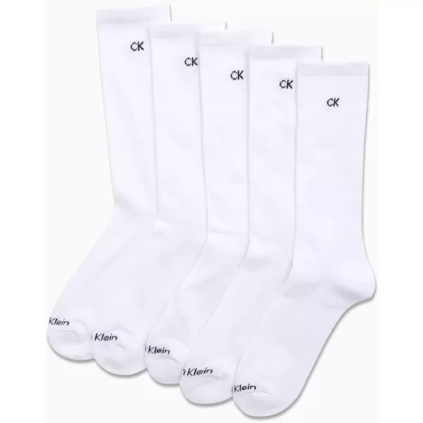 Calvin Klein Mens Athletic Socks  Cushion Crew Socks 5 PackWhite