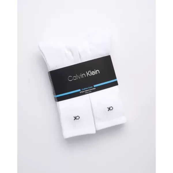 Calvin Klein Mens Athletic Socks  Cushion Crew Socks 5 PackWhite