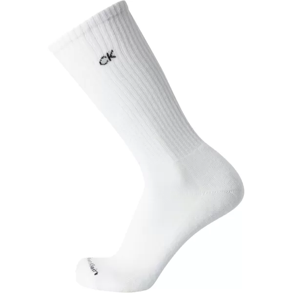 Calvin Klein Mens Athletic Socks  Cushion Crew Socks 5 PackWhiteGreyBlack