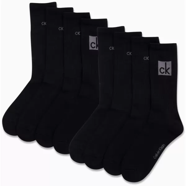 Calvin Klein Mens Athletic Socks  Lightweight Cotton Blend Crew Socks 8 PackBlack