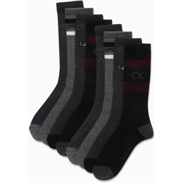 Calvin Klein Mens Athletic Socks  Lightweight Cotton Blend Crew Socks 8 PackBlackGrey Assorted