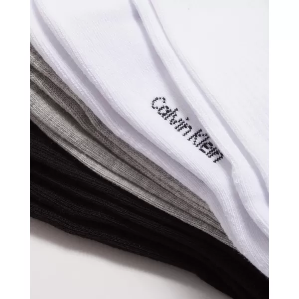 Calvin Klein Mens Athletic Socks  Lightweight Cotton Blend Crew Socks 8 PackBlackWhiteGrey