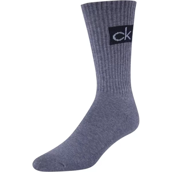 Calvin Klein Mens Athletic Socks  Lightweight Cotton Blend Crew Socks 8 PackBlue Multi