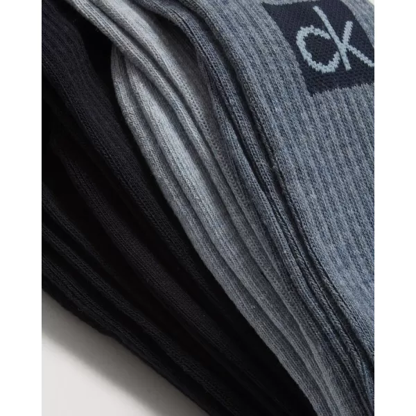 Calvin Klein Mens Athletic Socks  Lightweight Cotton Blend Crew Socks 8 PackBlue Multi