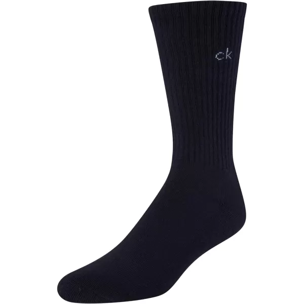 Calvin Klein Mens Athletic Socks  Lightweight Cotton Blend Crew Socks 8 PackBlue Multi