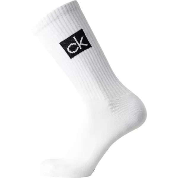 Calvin Klein Mens Athletic Socks  Lightweight Cotton Blend Crew Socks 8 PackWhite