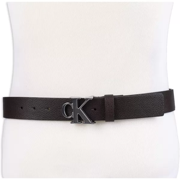 Calvin Klein Mens Casual CK Monogram Cut Out Buckle BeltDark Brown