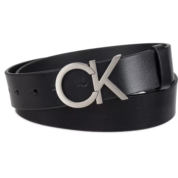 Calvin Klein Mens Casual CK Monogram Cut Out Buckle BeltDeep Black