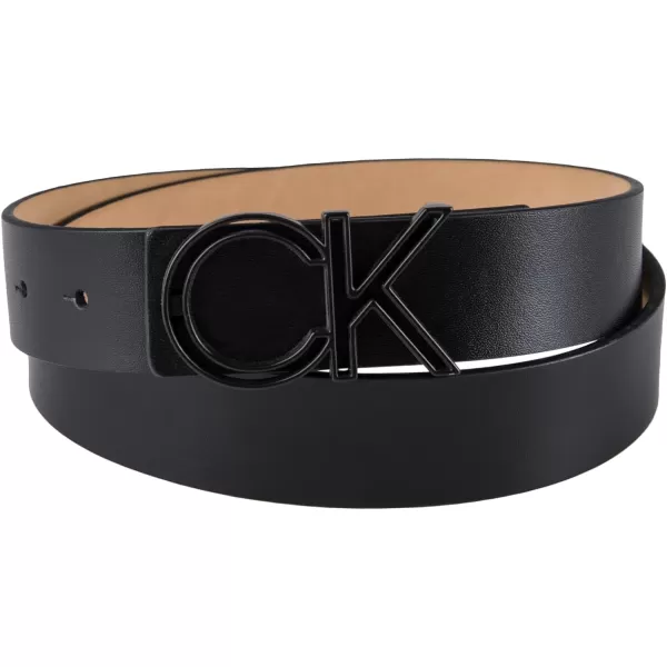 Calvin Klein Mens Casual CK Monogram Cut Out Buckle BeltDouble Black