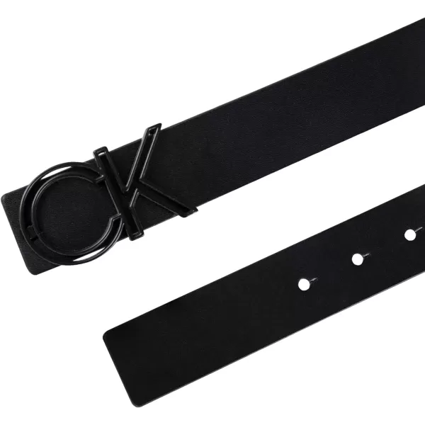 Calvin Klein Mens Casual CK Monogram Cut Out Buckle BeltDouble Black