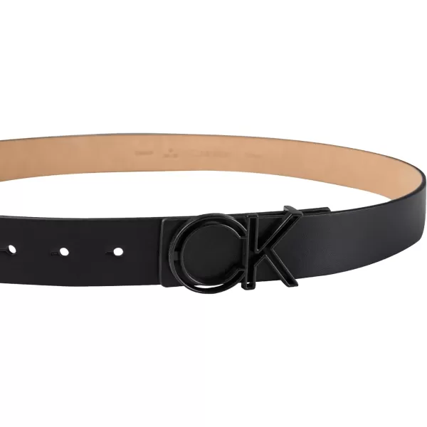 Calvin Klein Mens Casual CK Monogram Cut Out Buckle BeltDouble Black