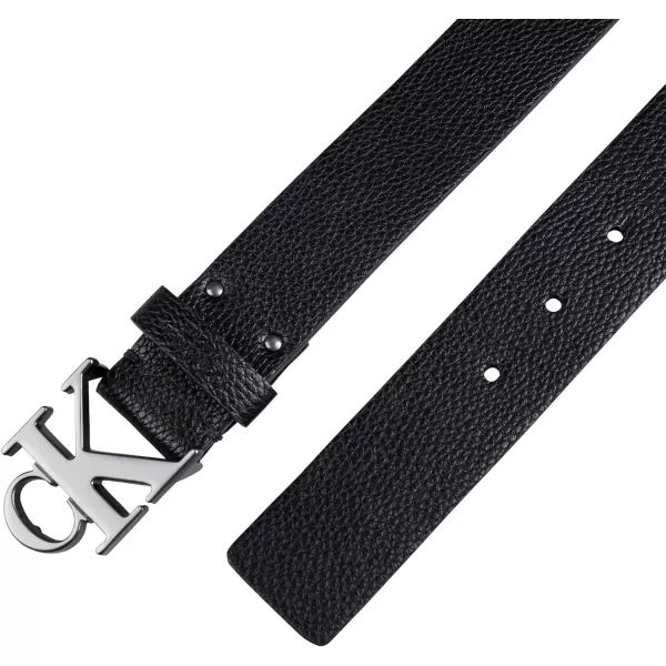 Calvin Klein Mens Casual CK Monogram Cut Out Buckle BeltLogo Black