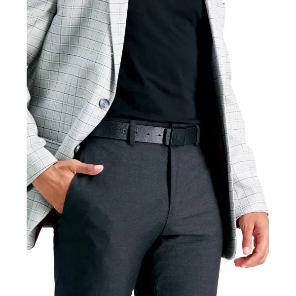 Calvin Klein Mens Casual Statement Plaque Buckle Belt with Logo TreatmentBlack Square