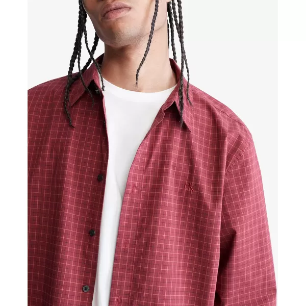 Calvin Klein Mens Check ButtonDown Easy ShirtAlpine Berry