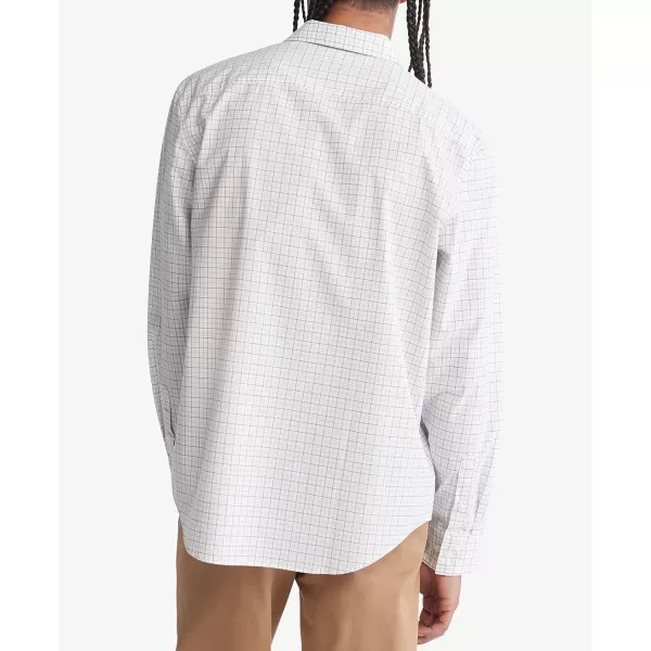 Calvin Klein Mens Check ButtonDown Easy ShirtBrilliant White