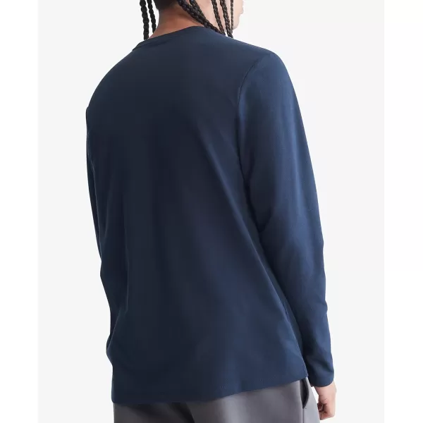 Calvin Klein Mens Ck Move Tech Pique Long Sleeve TeeDark Sapphire