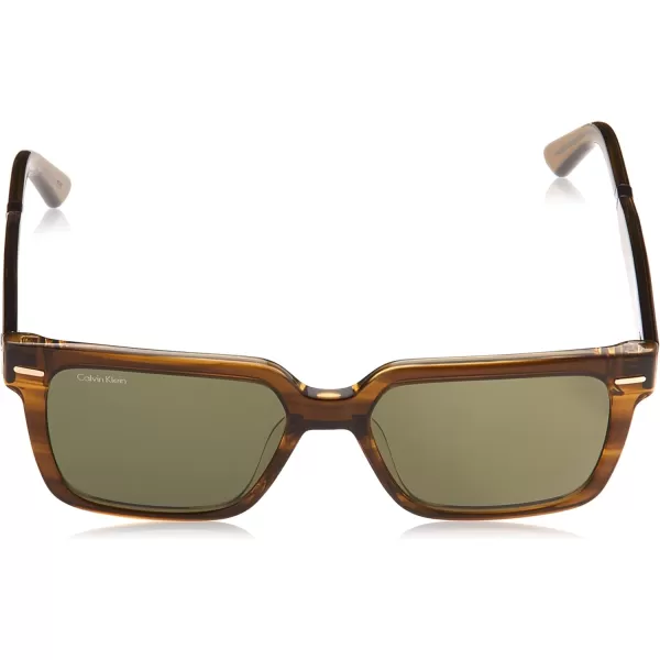Calvin Klein Mens Ck22535s Rectangular SunglassesStriped Olive