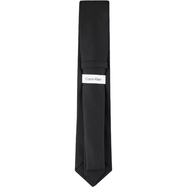 Calvin Klein Mens Classic Black Solid and Pattern Ties  Regular and Extra Large SizesBlack Silver Spun Solid