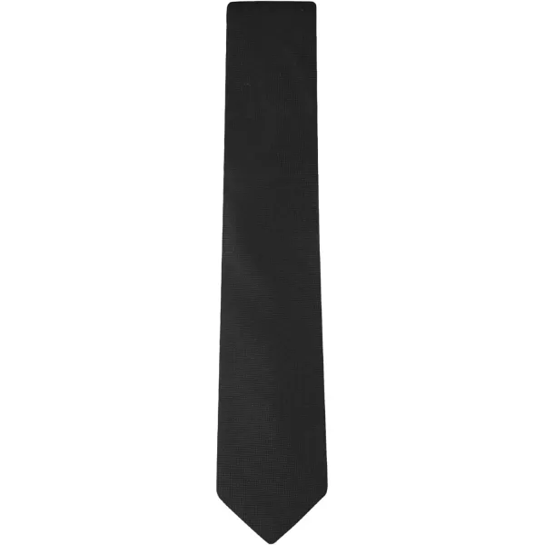 Calvin Klein Mens Classic Black Solid and Pattern Ties  Regular and Extra Large SizesBlack Silver Spun Solid